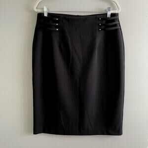 NYCC Size L Black Pencil Skirt Pull On Stretch Polyester/Spandex Blend